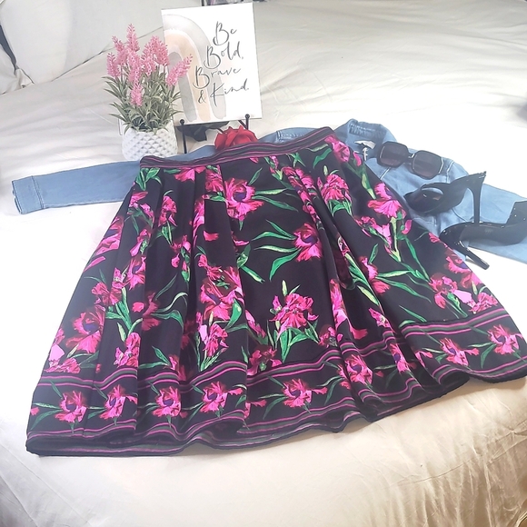 Eva Mendez Floral A-Line Skirt Size 18 - Picture 2 of 6